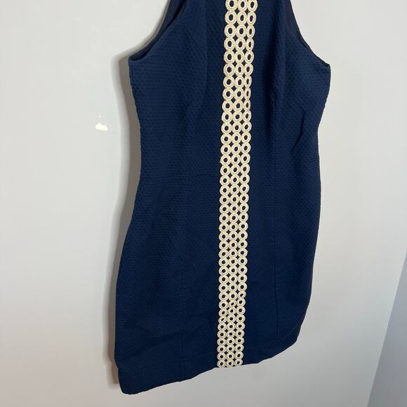 Lilly Pulitzer Sasha Shift Dress Women's Size 4 Navy Blue Metallic Gold - Picture 7 of 16